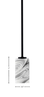 Atlas One Light Mini Pendant in Matte Black with Onyx Swirl Shade