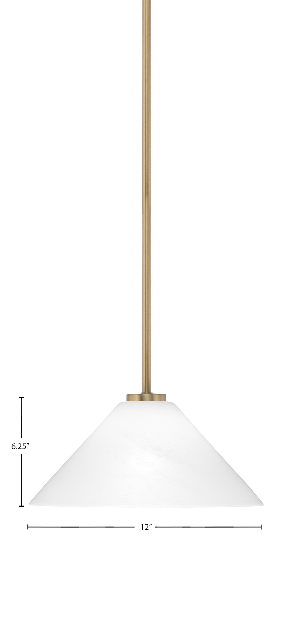 Atlas One Light Mini Pendant in New Age Brass with 12" White Marble Shade