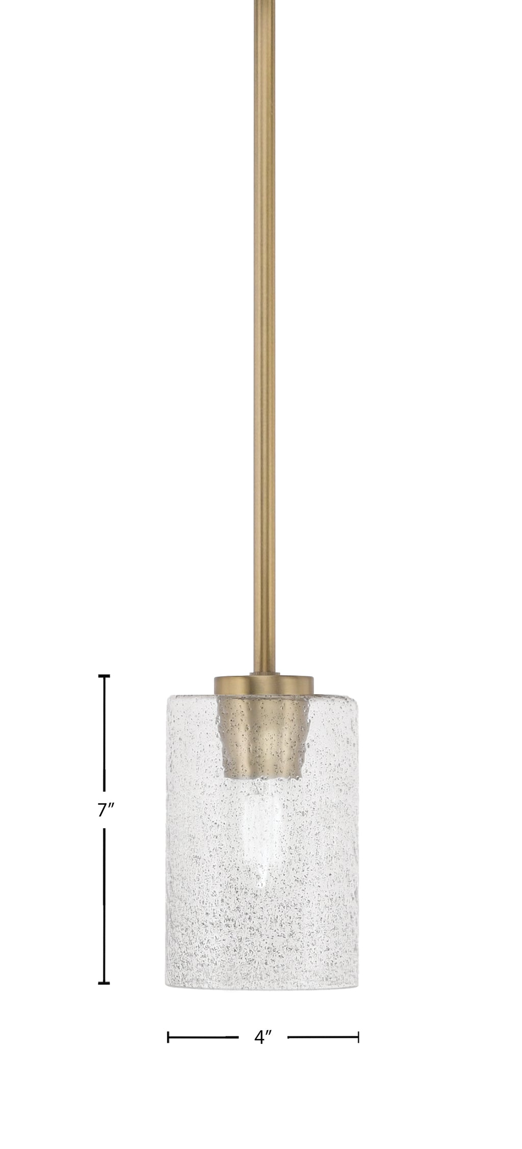 Atlas One Light Mini Pendant in New Age Brass with 4" Smoke Bubble Shade