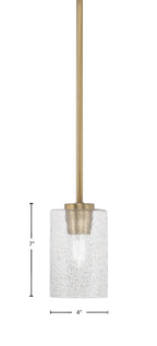 Atlas One Light Mini Pendant in New Age Brass with 4" Smoke Bubble Shade