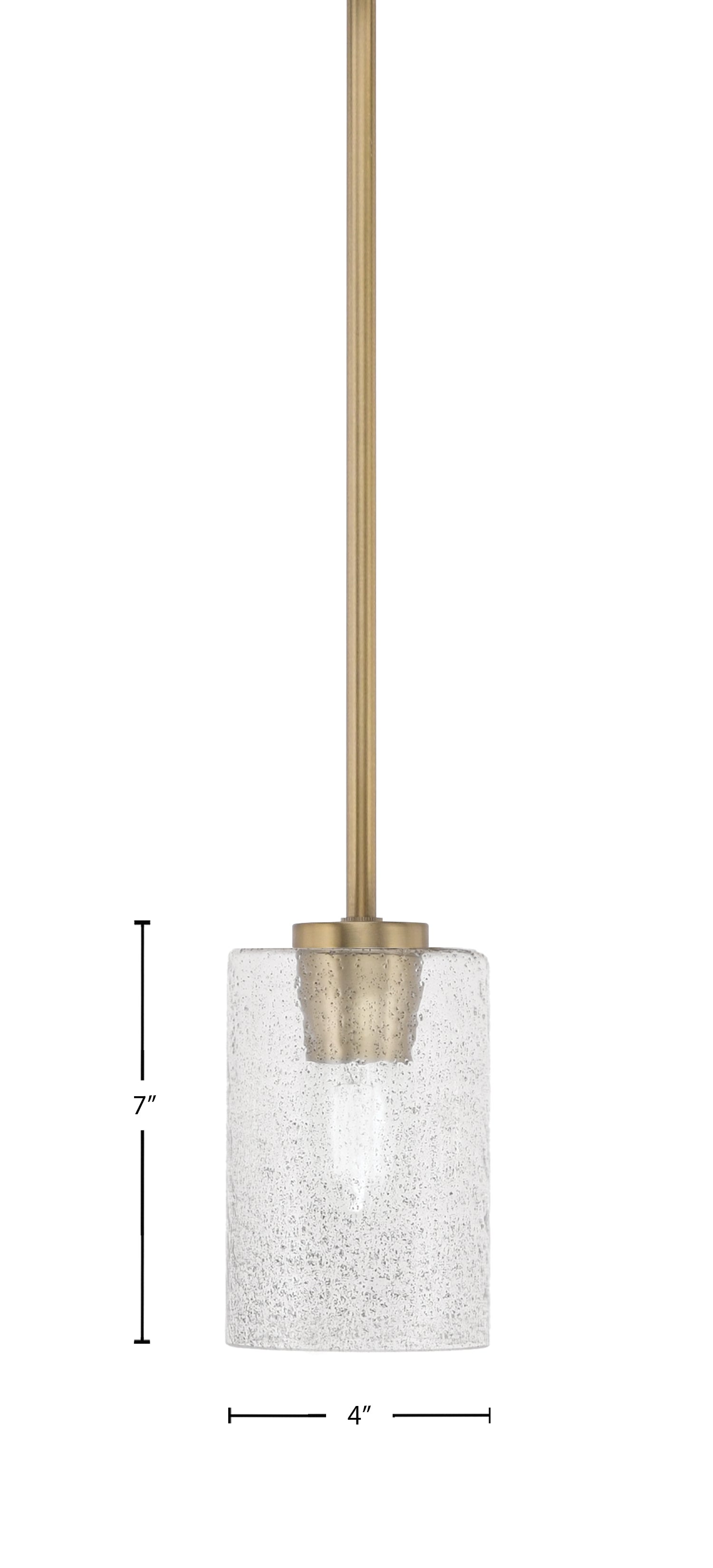 Atlas One Light Mini Pendant in New Age Brass with 4" Smoke Bubble Shade