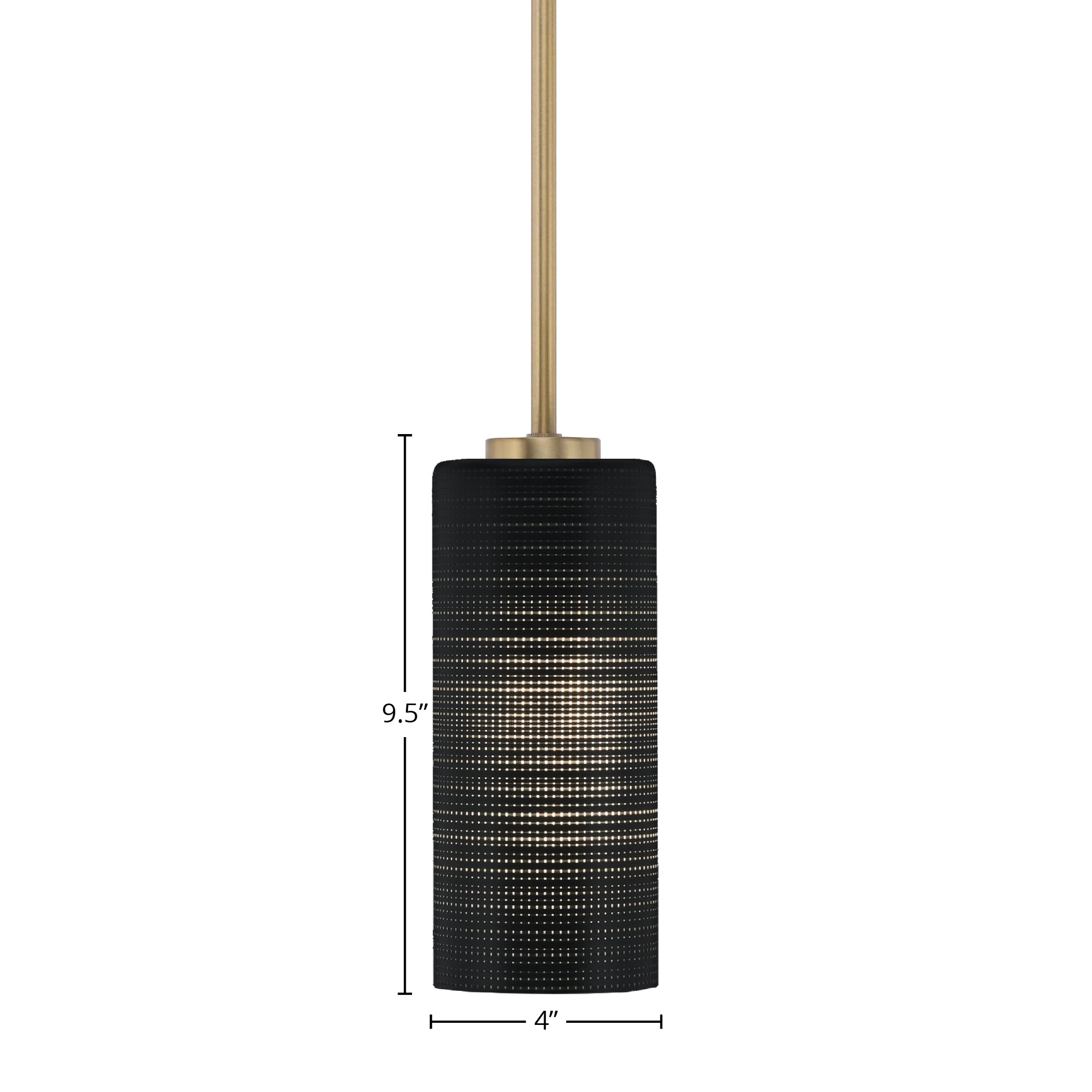 Atlas One Light Mini Pendant in New Age Brass with 4" Black Matrix Shade
