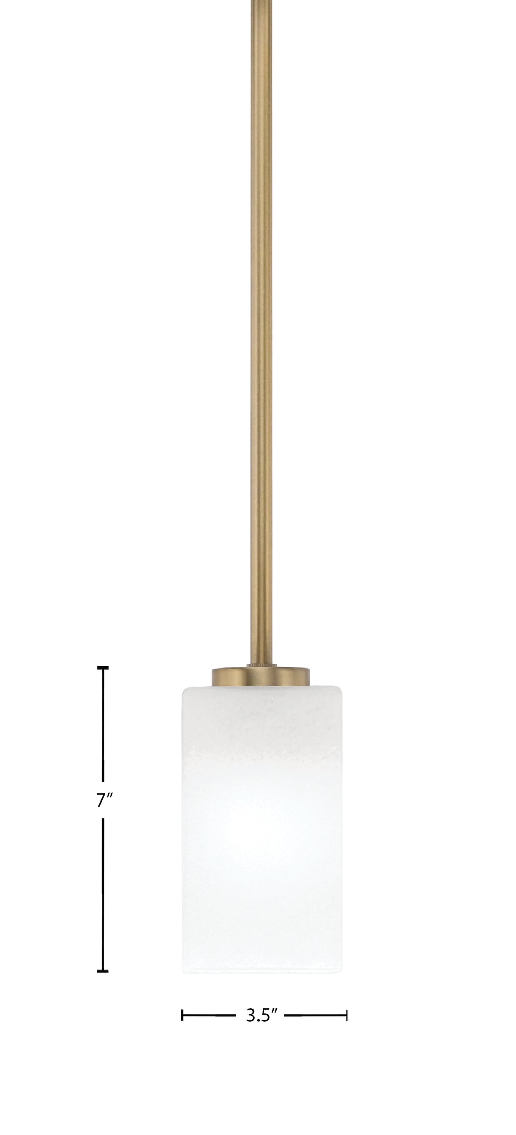 Atlas One Light Mini Pendant in New Age Brass with White Marble Shade