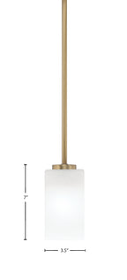 Atlas One Light Mini Pendant in New Age Brass with White Marble Shade