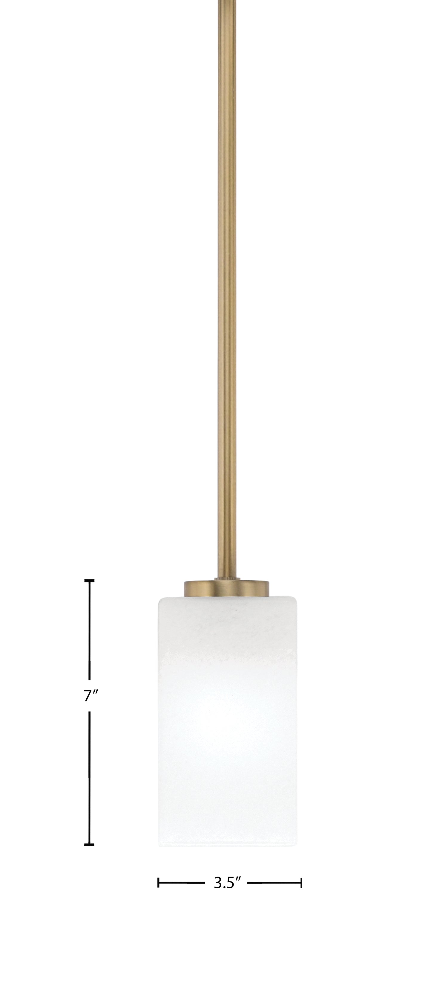 Atlas One Light Mini Pendant in New Age Brass with White Marble Shade