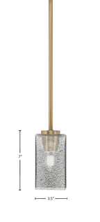 Atlas One Light Mini Pendant in New Age Brass with Smoke Bubble Shade