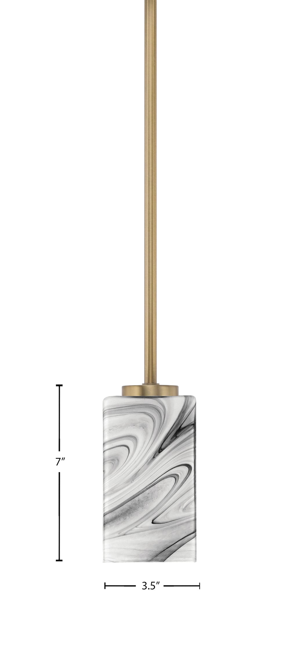 Atlas One Light Mini Pendant in New Age Brass with Onyx Swirl Shade