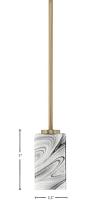 Atlas One Light Mini Pendant in New Age Brass with Onyx Swirl Shade