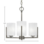Atlas Three Light Chandelier in Graphite with 4" White Marble Shade