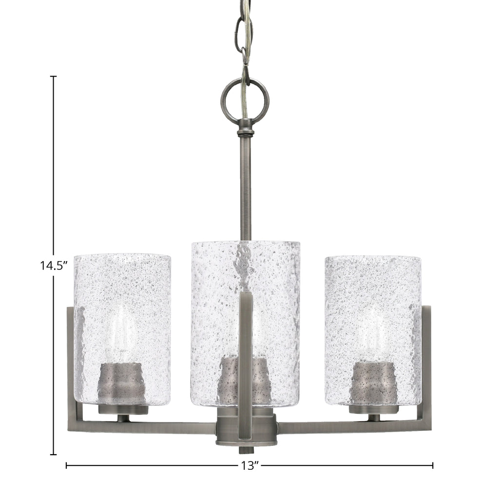Atlas Three Light Chandelier in Graphite with 4" Smoke Bubble Shade