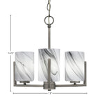 Atlas Three Light Chandelier in Graphite with 4" Onyx Swirl Shade