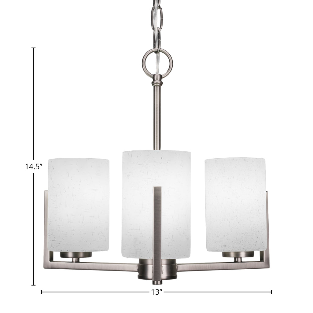 Atlas Three Light Chandelier in Graphite with 4" White Muslin Shade