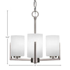 Atlas Three Light Chandelier in Graphite with 4" White Muslin Shade