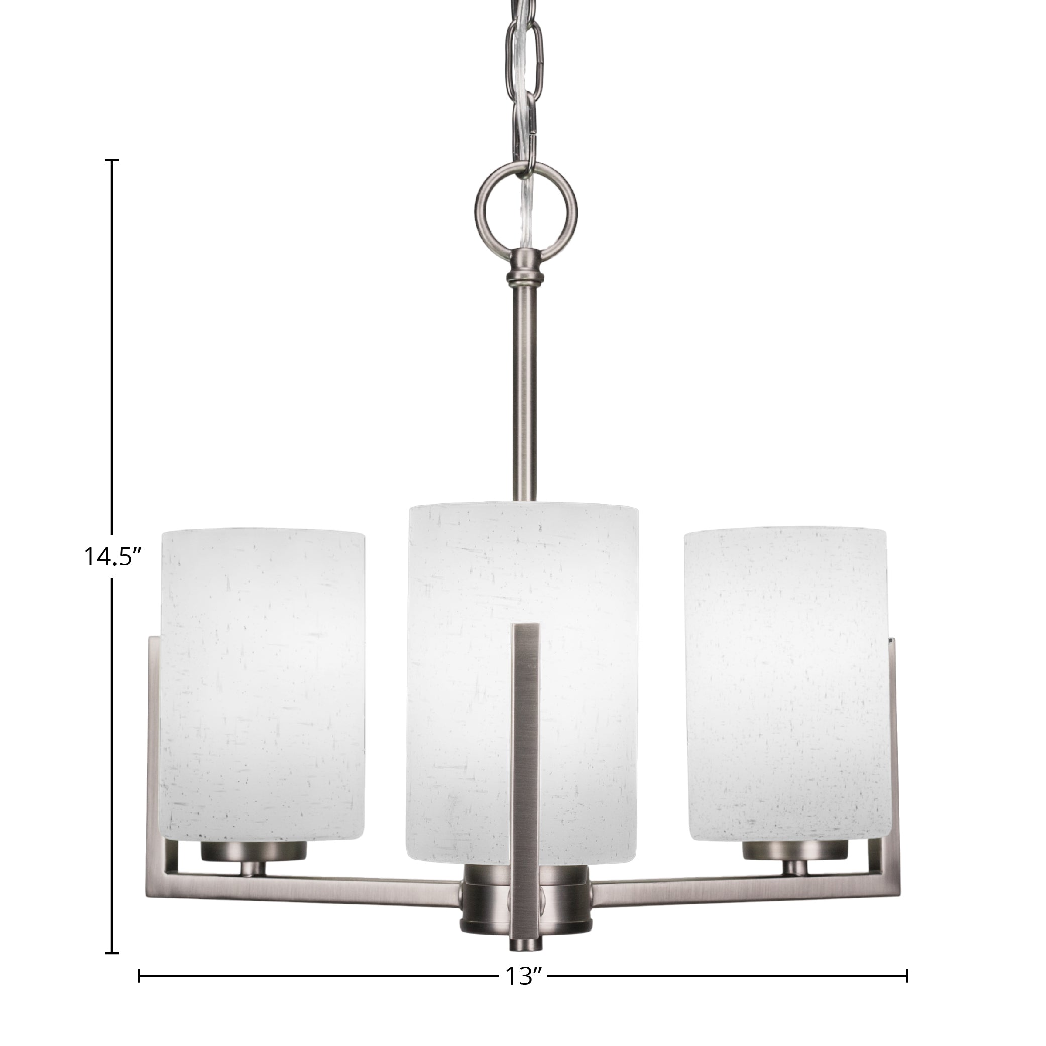 Atlas Three Light Chandelier in Graphite with 4" White Muslin Shade