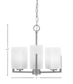 Atlas Three Light Chandelier in Graphite with White Marble Shade