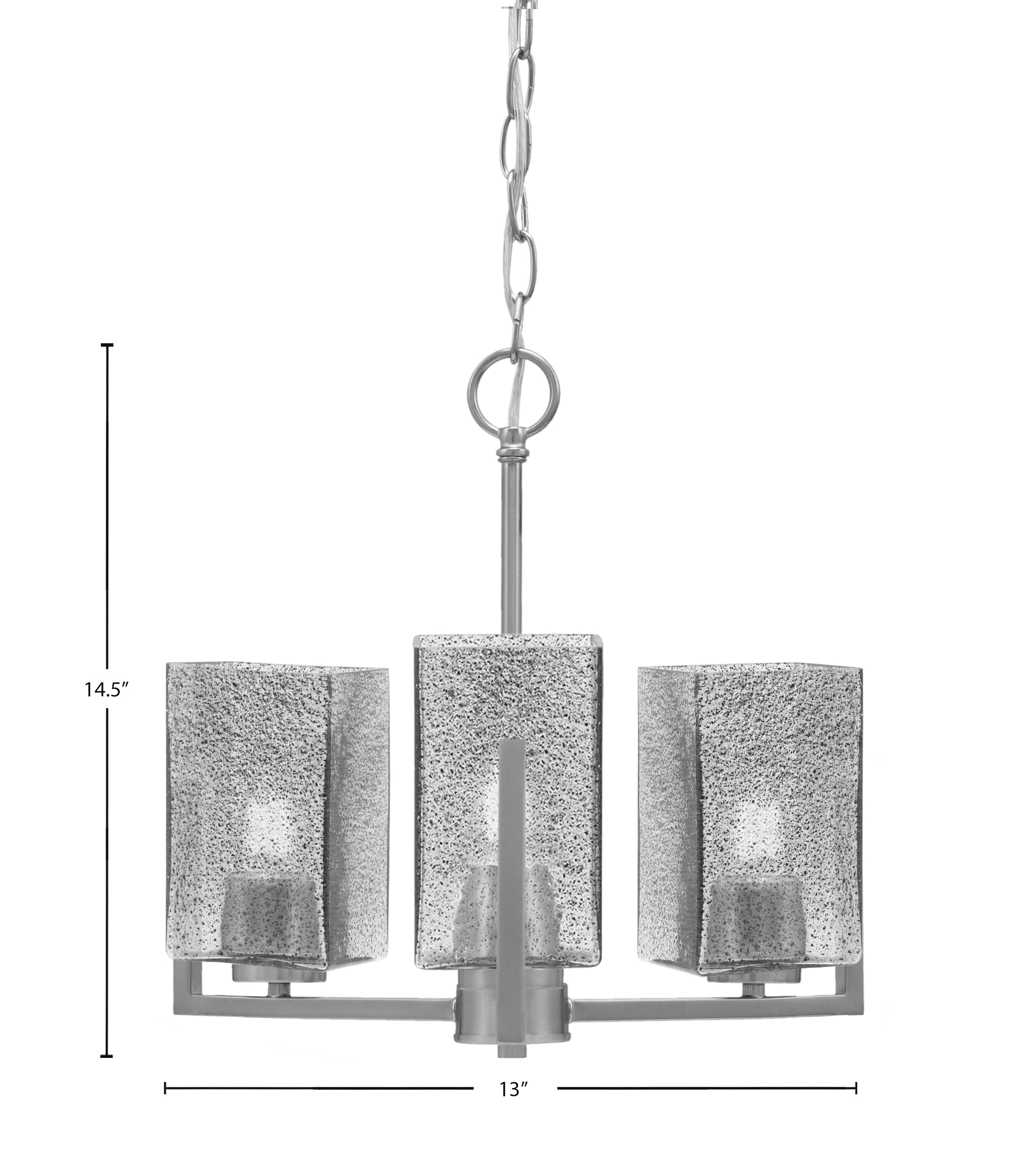 Atlas Three Light Chandelier in Graphite with Smoke Bubble Shade