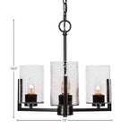 Atlas Three Light Chandelier in Matte Black with 4" Clear Bubble Shade