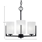 Atlas Three Light Chandelier in Matte Black with 4" White Marble Shade