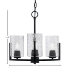 Atlas Three Light Chandelier in Matte Black with 4" Smoke Bubble Shade