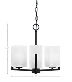 Atlas Three Light Chandelier in Matte Black with White Marble Shade