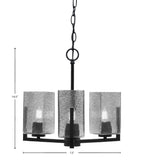 Atlas Three Light Chandelier in Matte Black with Smoke Bubble Shade