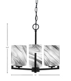 Atlas Three Light Chandelier in Matte Black with Onyx Swirl Shade