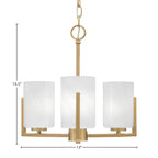 Atlas Three Light Chandelier in New Age Brass with 4" White Marble Shade