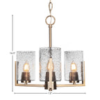Atlas Three Light Chandelier in New Age Brass with 4" Smoke Bubble Shade