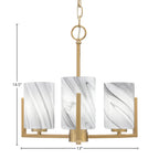 Atlas Three Light Chandelier in New Age Brass with 4" Onyx Swirl Shade