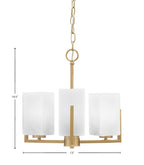Atlas Three Light Chandelier in New Age Brass with White Marble Shade