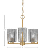 Atlas Three Light Chandelier in New Age Brass with Smoke Bubble Shade