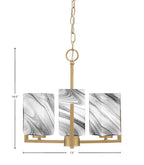 Atlas Three Light Chandelier in New Age Brass with Onyx Swirl Shade