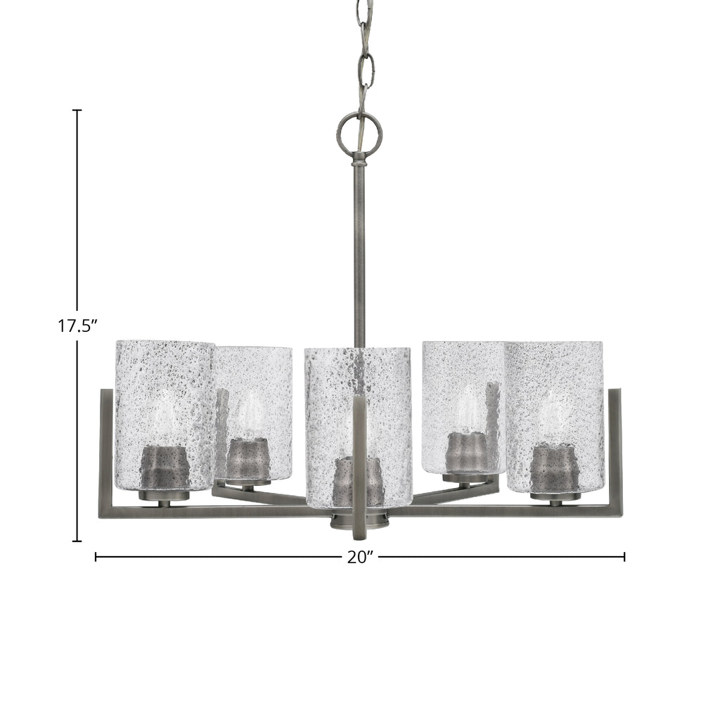Atlas Five Light Chandelier in Graphite with 4" Smoke Bubble Shade