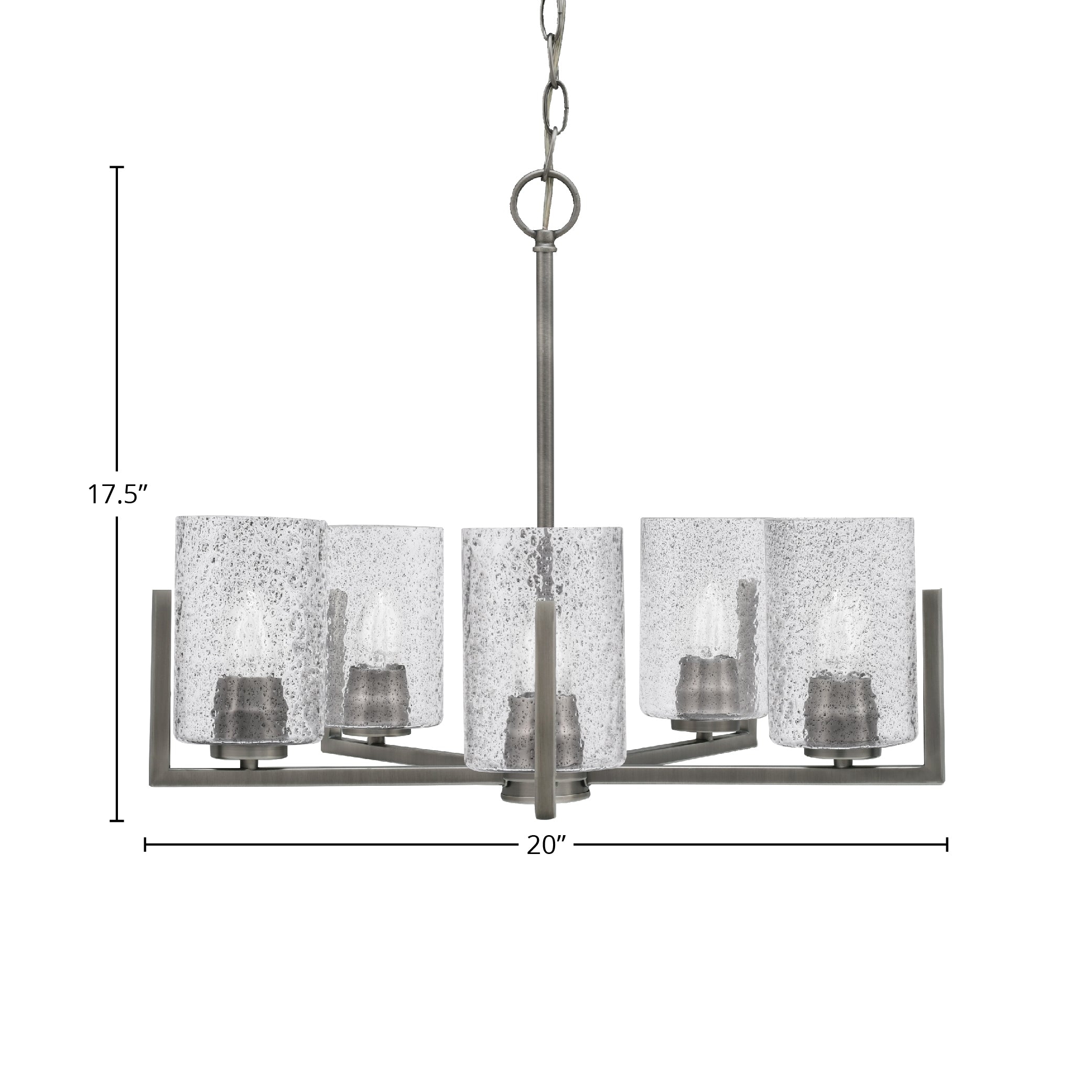 Atlas Five Light Chandelier in Graphite with 4" Smoke Bubble Shade