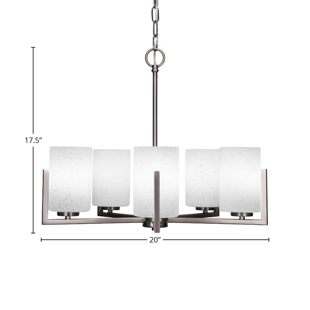 Atlas Five Light Chandelier in Graphite with 4" White Muslin Shade