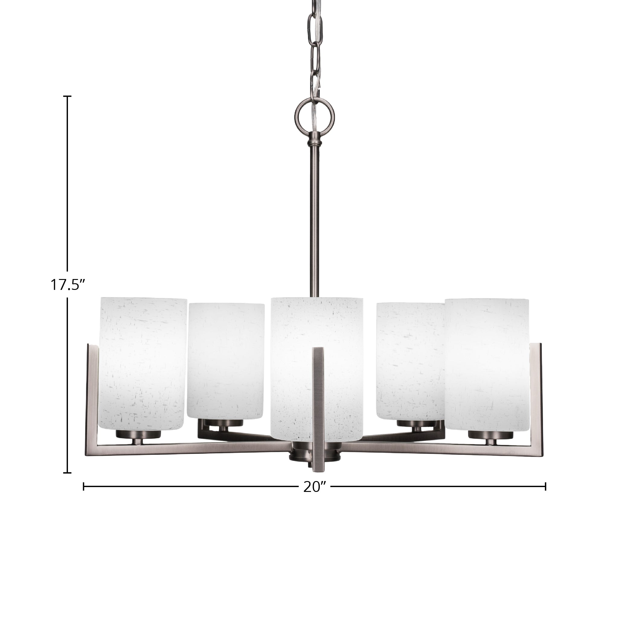 Atlas Five Light Chandelier in Graphite with 4" White Muslin Shade