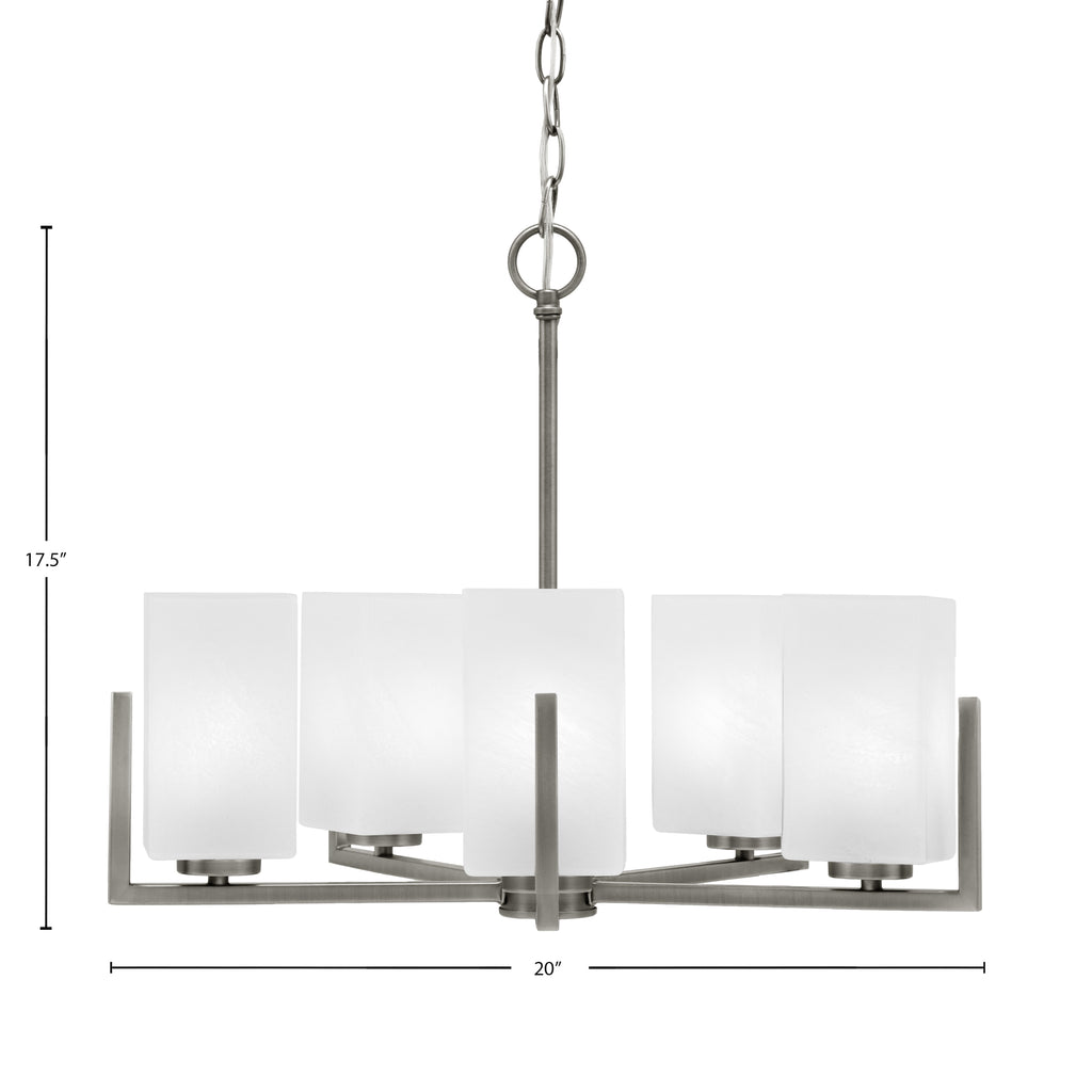 Atlas Five Light Chandelier in Graphite with White Marble Shade