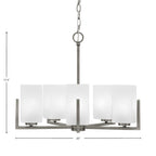 Atlas Five Light Chandelier in Graphite with White Marble Shade