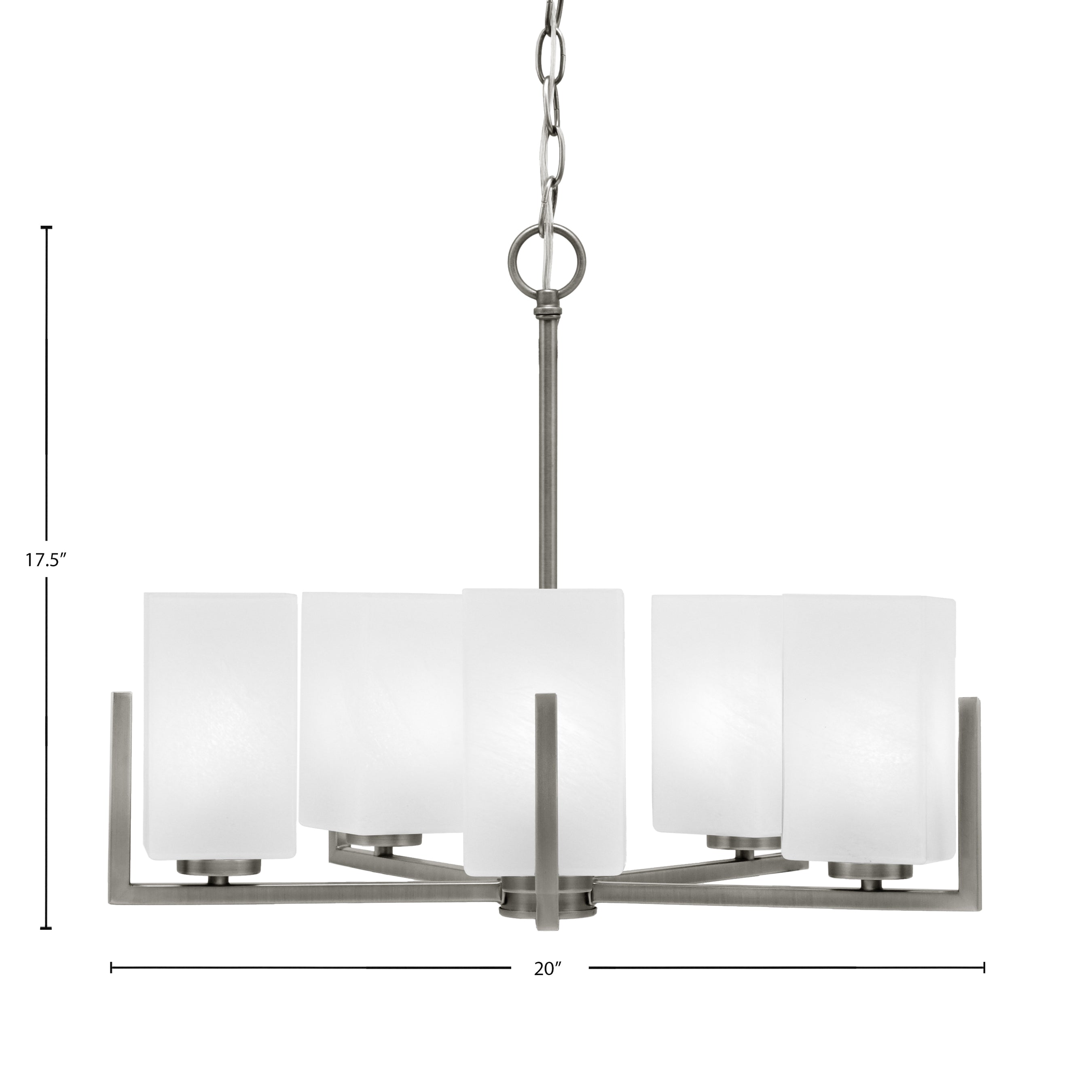 Atlas Five Light Chandelier in Graphite with White Marble Shade