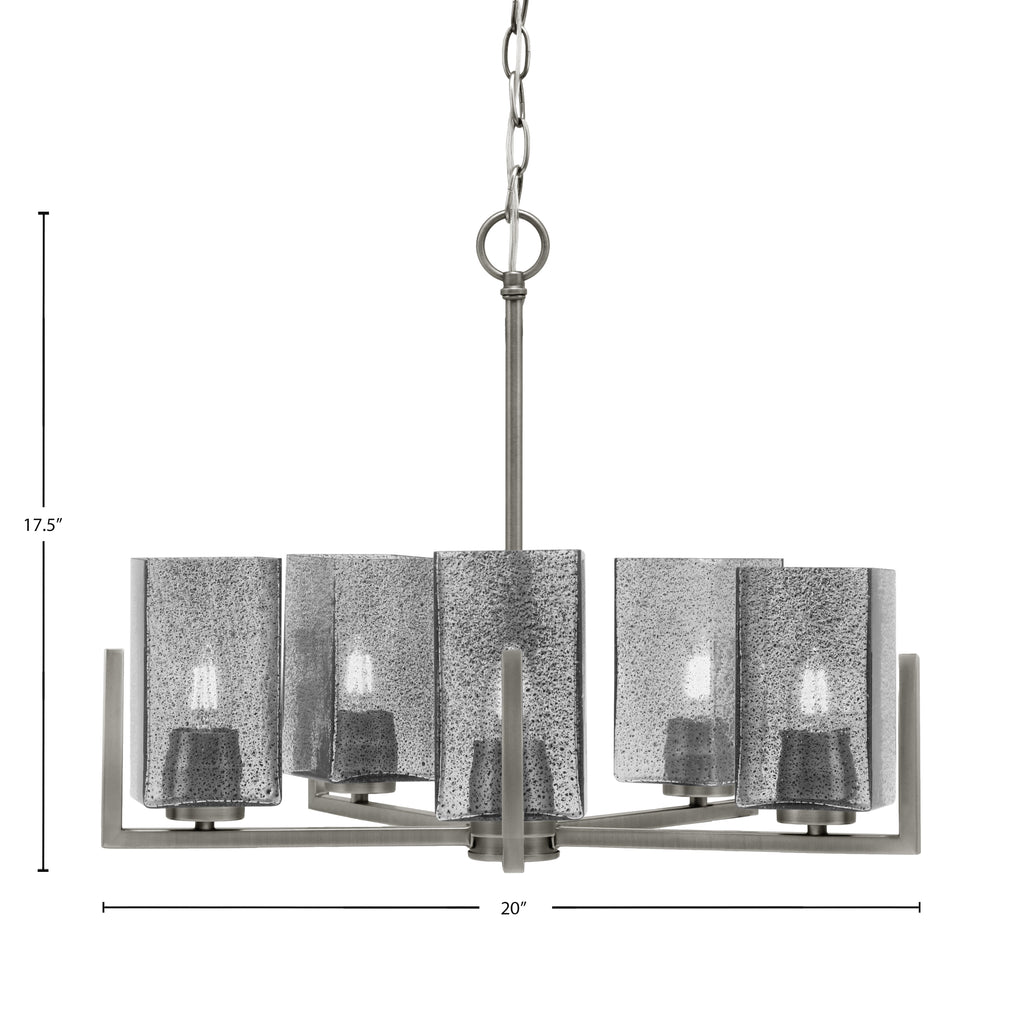 Atlas Five Light Chandelier in Graphite with Smoke Bubble Shade