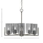Atlas Five Light Chandelier in Graphite with Smoke Bubble Shade
