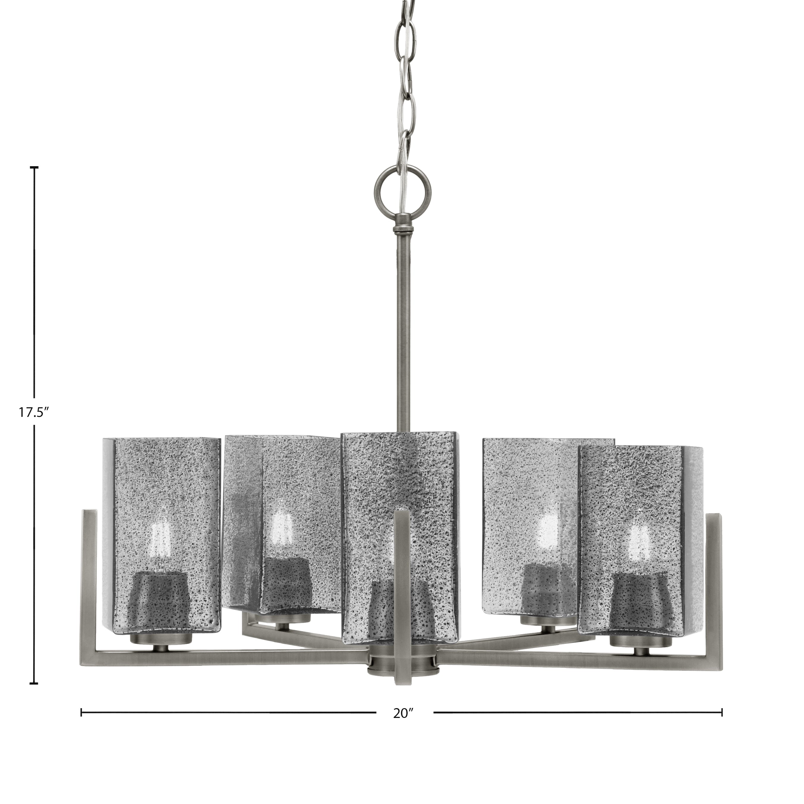 Atlas Five Light Chandelier in Graphite with Smoke Bubble Shade