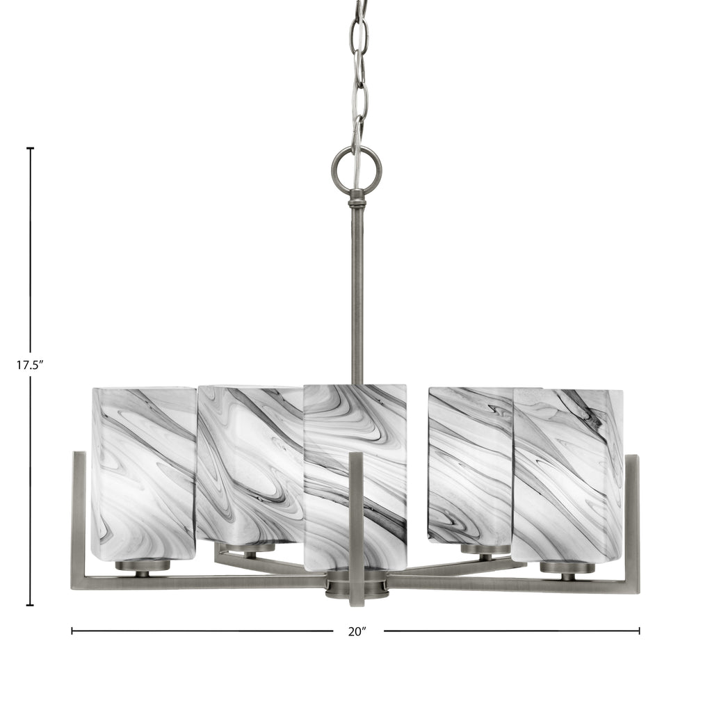 Atlas Five Light Chandelier in Graphite with Onyx Swirl Shade