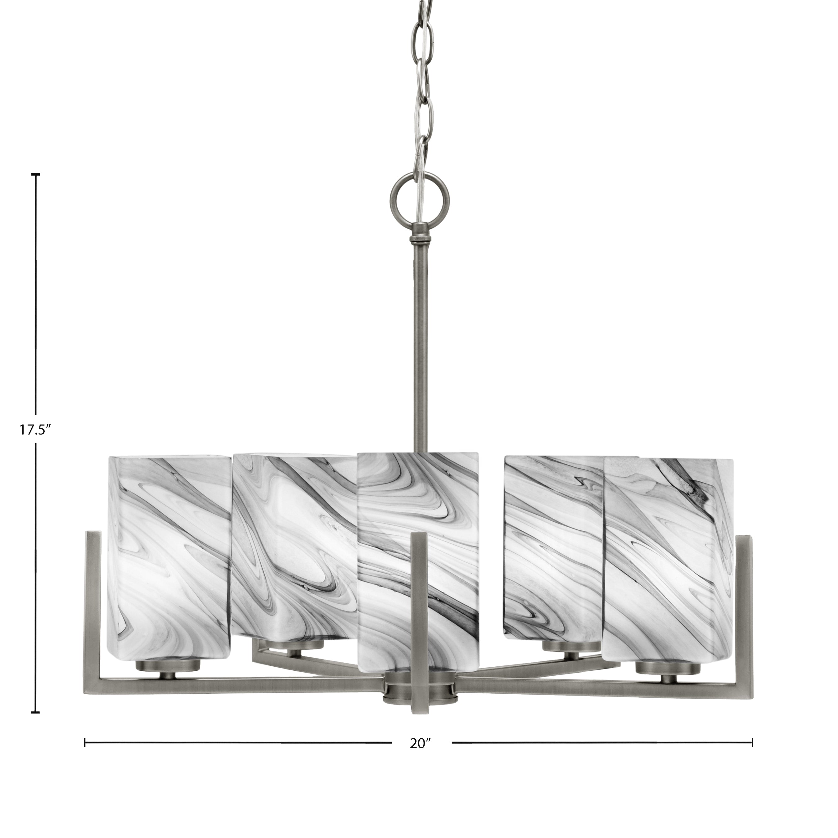 Atlas Five Light Chandelier in Graphite with Onyx Swirl Shade