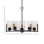 Atlas Five Light Chandelier in Matte Black with 4" Clear Bubble Shade