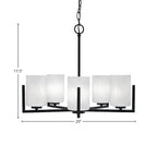 Atlas Five Light Chandelier in Matte Black with 4" White Marble Shade