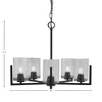 Atlas Five Light Chandelier in Matte Black with 4" Smoke Bubble Shade