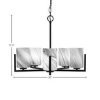 Atlas Five Light Chandelier in Matte Black with 4" Onyx Swirl Shade
