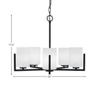 Atlas Five Light Chandelier in Matte Black with 4" White Muslin Shade