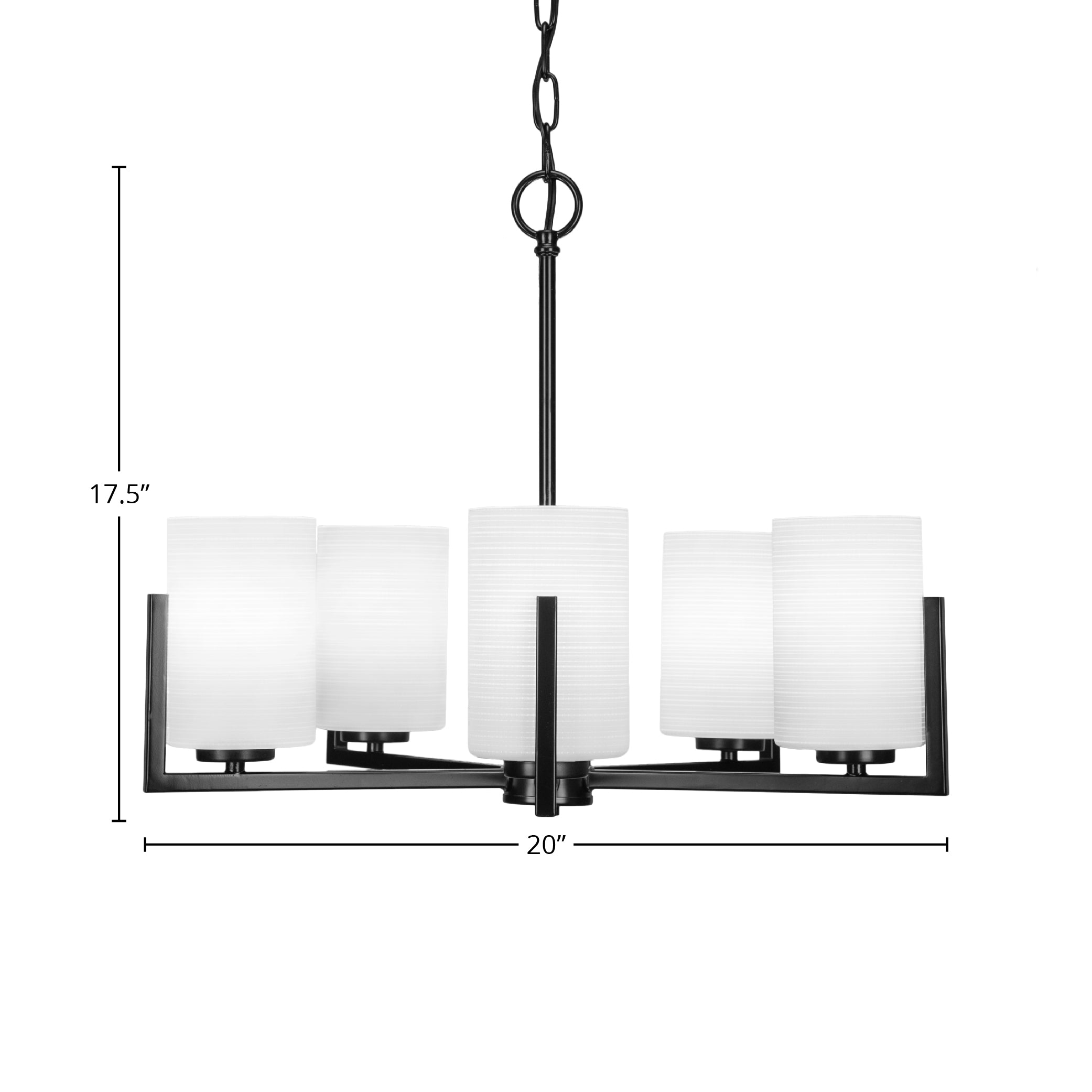 Atlas Five Light Chandelier in Matte Black with 4" White Matrix Shade